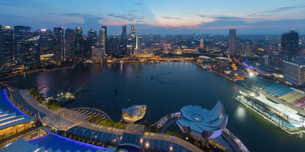 Singapore Central Business District at Dusk